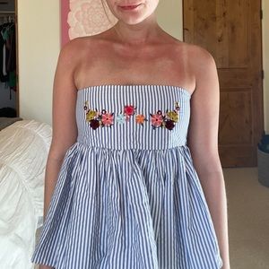 Seersucker Peplum Top